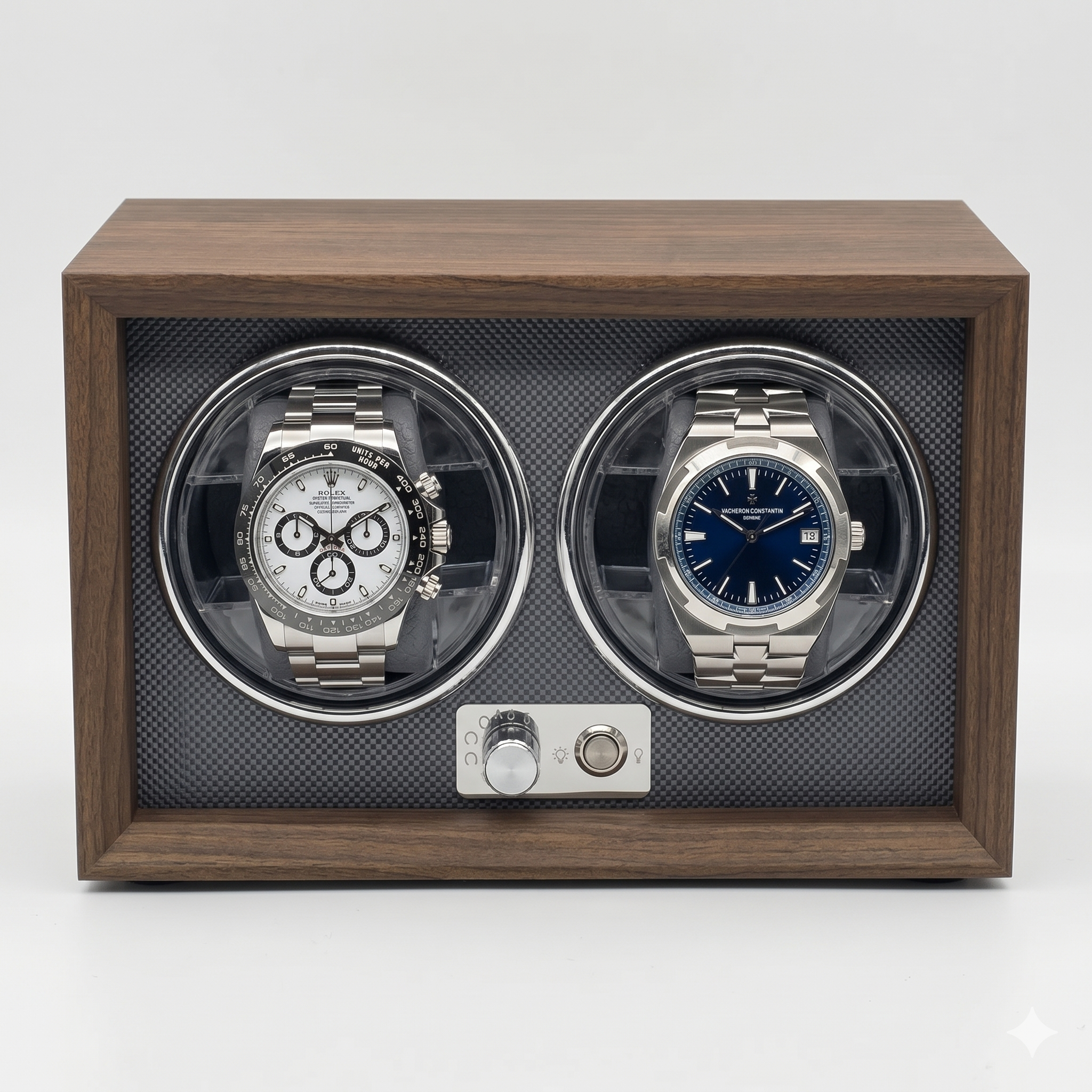 Remontoir pour 2 Montres Automatiques — Bois & Éclairage LED